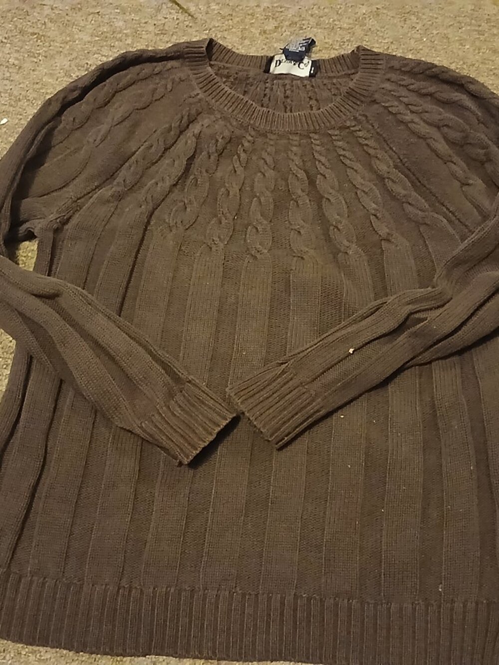 Denim & Co Brown Cable Knit Sweater - Medium